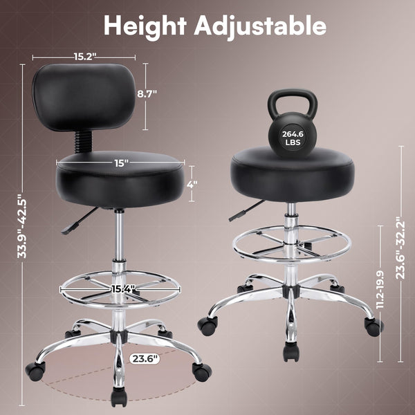 Adjustable Height Drafting Chair with Back & Footrest