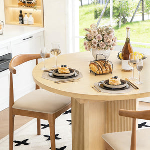 Round to Oval Extendable Dining Table with Extension Leaf