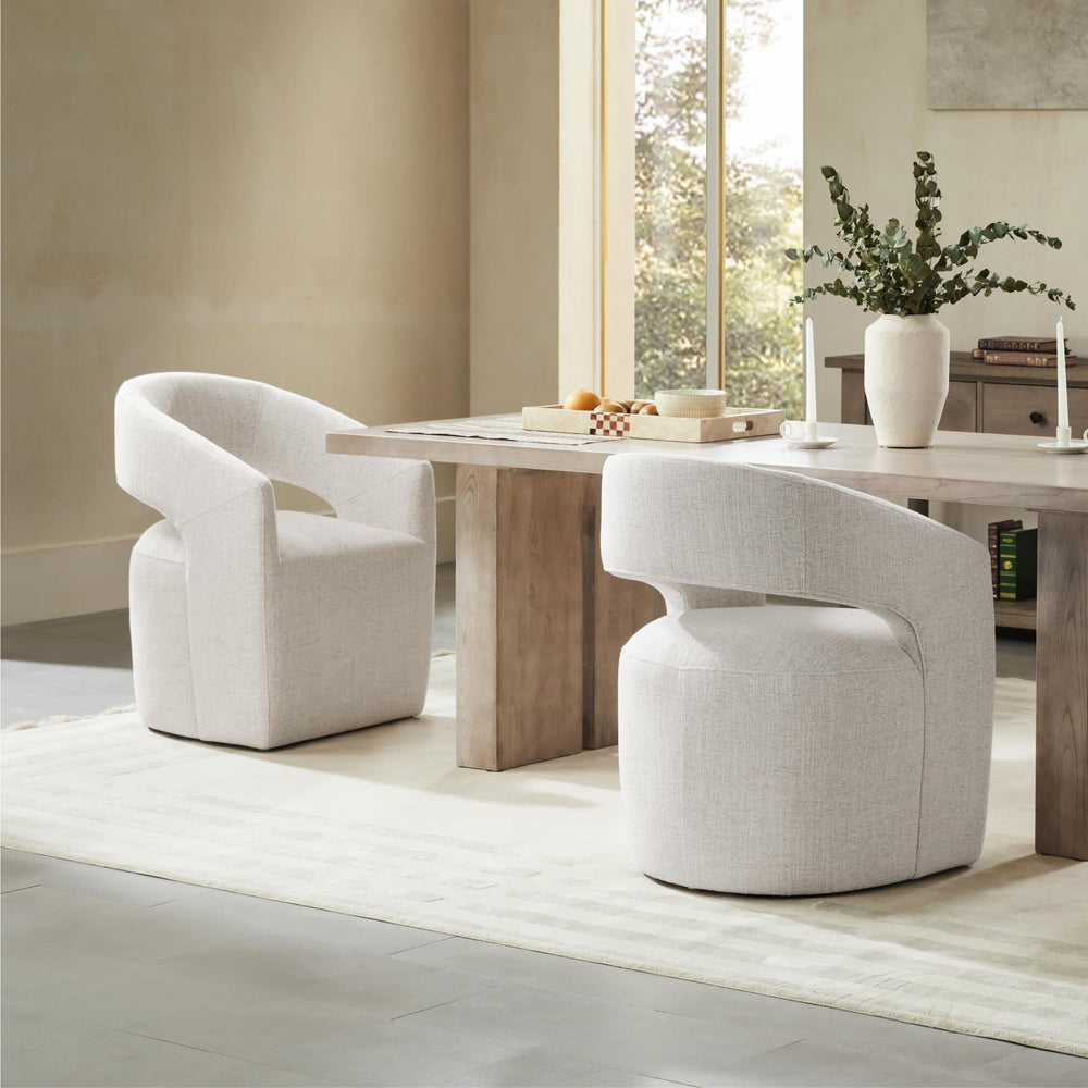 Upholstered Rolling Dining Chairs with Casters