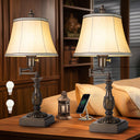 Swing Arm Table Lamp Set of 2 with USB-A & USB-C Charging Ports