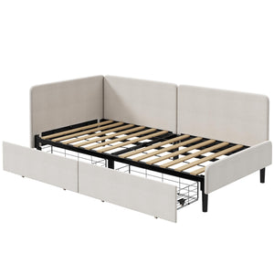 Twin Corner Daybed with Storage Drawers & Safety Rails