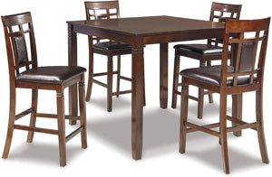 Counter Height Dining Table Set with 4 Upholstered Bar Stools