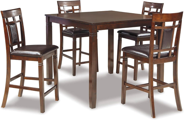 Counter Height Dining Table Set with 4 Upholstered Bar Stools