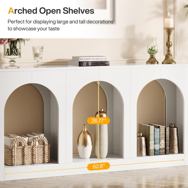 70.9" Console Table with 3 Arched Shelves