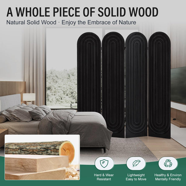 4-Panel Arched Wood Room Divider