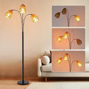 Arc Floor Lamp with Rattan Shades & Rotatable Arms