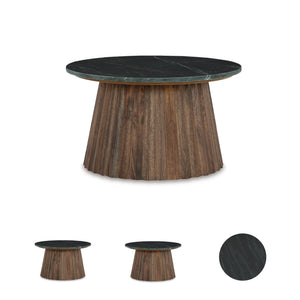 Round Cocktail Accent Table with Lower Shelf