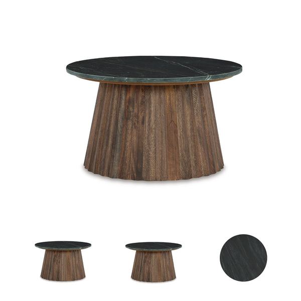 Round Cocktail Accent Table with Lower Shelf