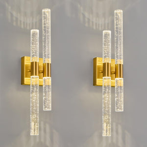 Crystal LED Bathroom Vanity Light Fixtures 2-Pack Gold 21.25in