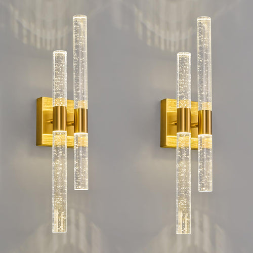 Crystal LED Bathroom Vanity Light Fixtures 2-Pack Gold 21.25in