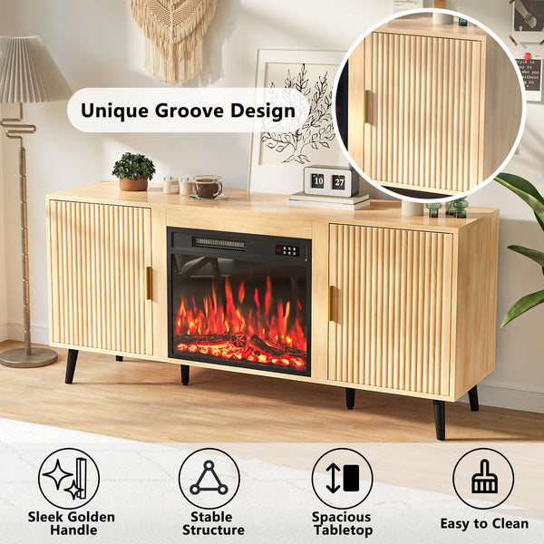 58" Fireplace TV Stand with 23" Electric Fireplace