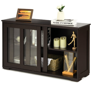 Coffee Sideboard with Sliding Glass Doors