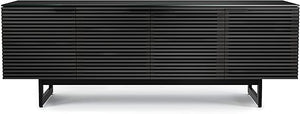 79.25" TV Stand with Louvered Doors, Soundbar Shelf & Cable Management
