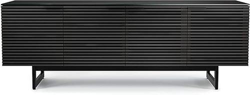 79.25" TV Stand with Louvered Doors, Soundbar Shelf & Cable Management