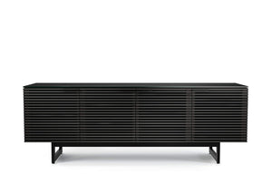 79.25" TV Stand with Louvered Doors, Soundbar Shelf & Cable Management
