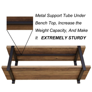 Industrial Entryway Storage Bench with Steel Frame — 47 Inch