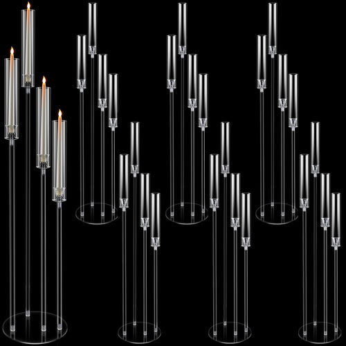 Acrylic Floor Candelabra with 4 Arms & Shades – Set of 6