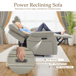 Power Reclining Sofa with Fold-Down Table & Charging Station