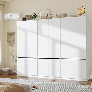 White Wardrobe Closet with Doors & Hanging Rod