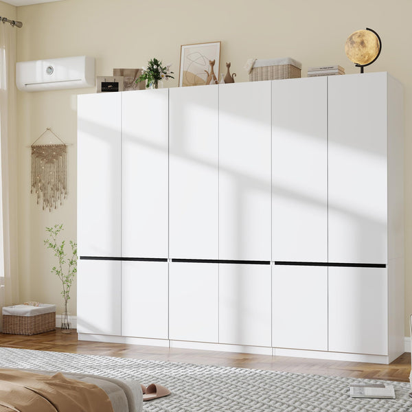 White Wardrobe Closet with Doors & Hanging Rod