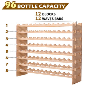 Wooden 96-Bottle Modular Wine Rack