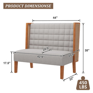 Loveseat Settee Bench with Rattan Arms