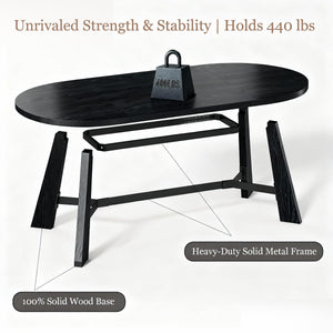 Oval Dining Table for 6-8 People with Tapered Legs