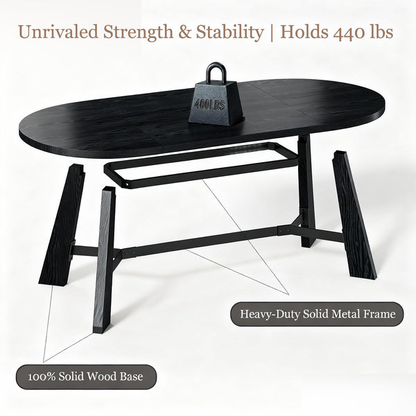 Oval Dining Table for 6-8 People with Tapered Legs