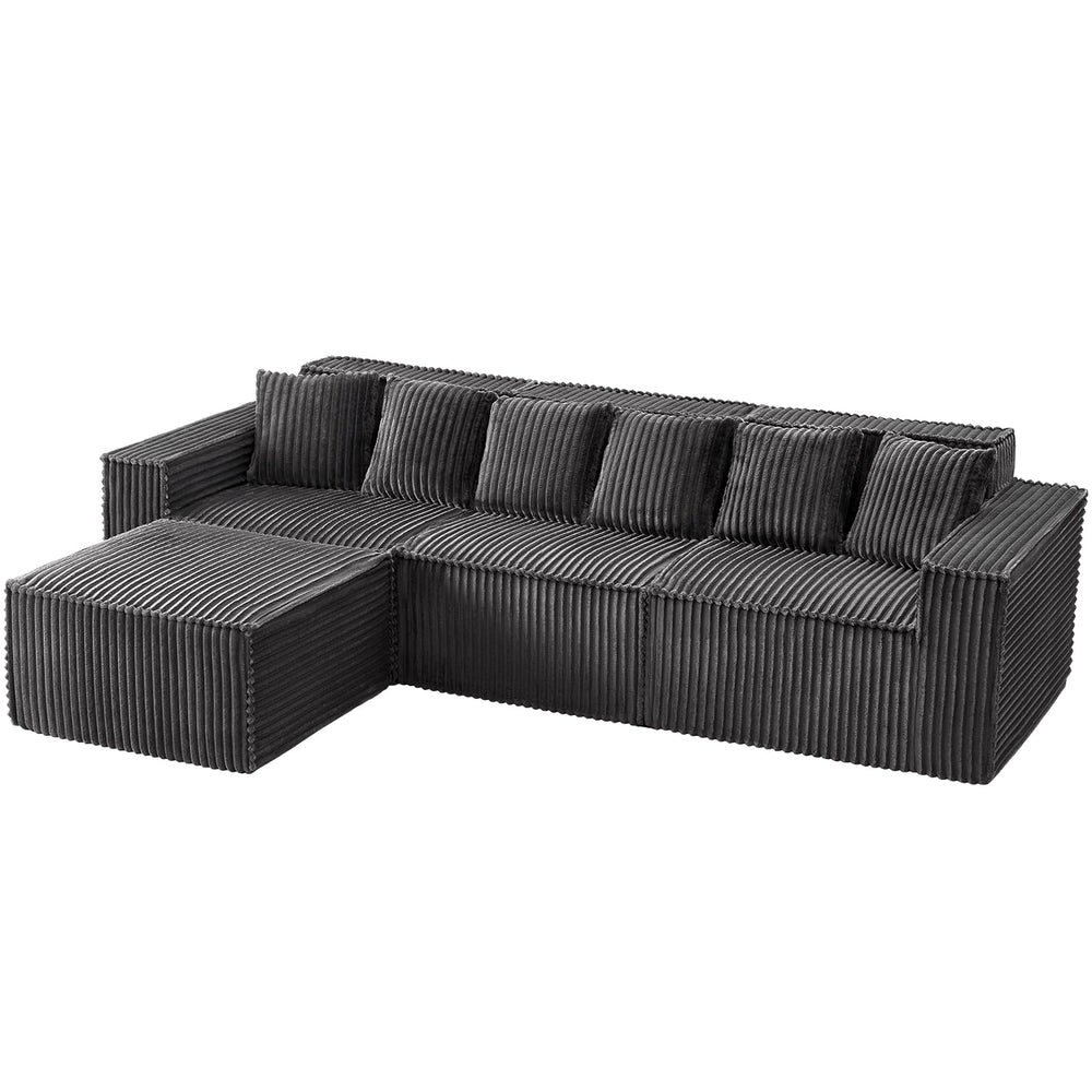 L-Shaped Modular Sectional Sofa – Corduroy, No Assembly