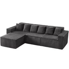 L-Shaped Modular Sectional Sofa – Corduroy, No Assembly