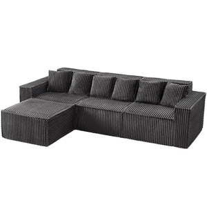 L-Shaped Modular Sectional Sofa – Corduroy, No Assembly