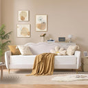 Twin Size Cloud-Shaped Upholstered Daybed | Linen Sofa Bed with Metal Legs
