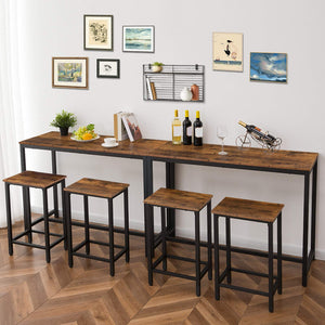3-Piece Bar Table and Stools Set, 47.2" Rectangular High Top Pub Table