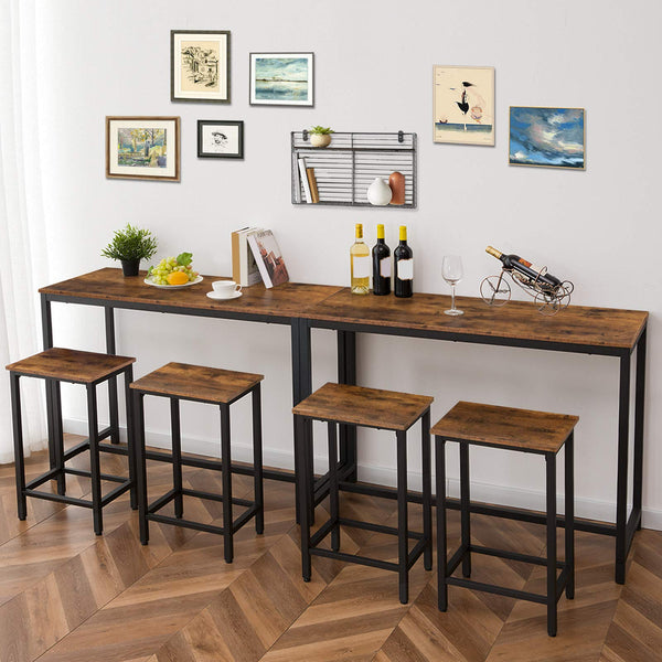 3-Piece Bar Table and Stools Set, 47.2" Rectangular High Top Pub Table