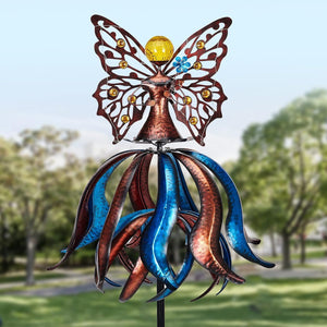 Solar Wind Spinner with LED Lights – Large Tulip Garden Windmill