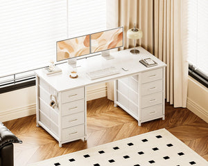 Computer Desk with 8 Fabric Drawers | Metal Frame | Home Office