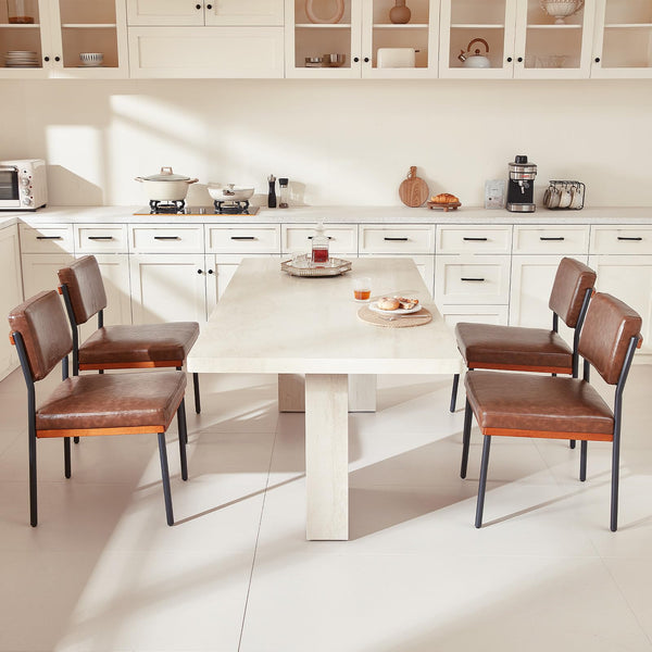 Upholstered Faux Leather Dining Chairs with Metal Legs