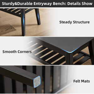 Bamboo Entryway Bench 33.46" – 2-Tier Indoor Bench