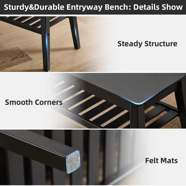 Bamboo Entryway Bench 33.46" – 2-Tier Indoor Bench