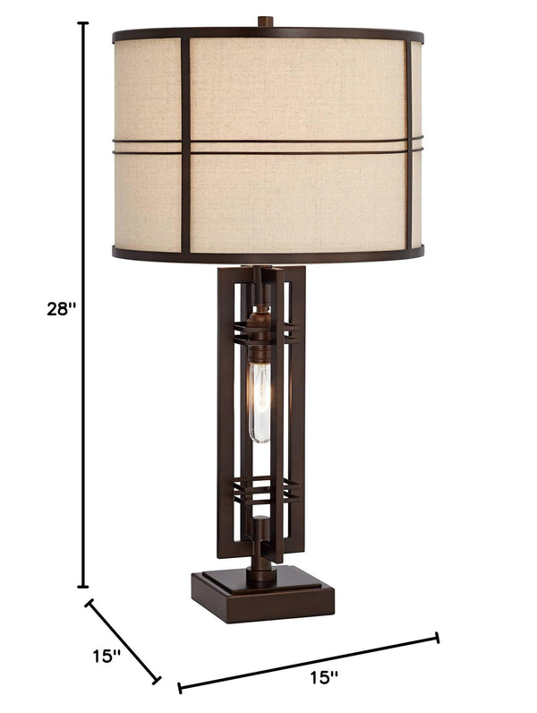 Industrial Table Lamp with Dimmer, USB Port & Nightlight – 28" Tall