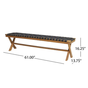 Acacia Wood Outdoor Bench with Rope Seating