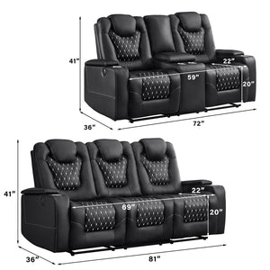 Power Reclining Sofa Set with Cup Holders & USB Ports