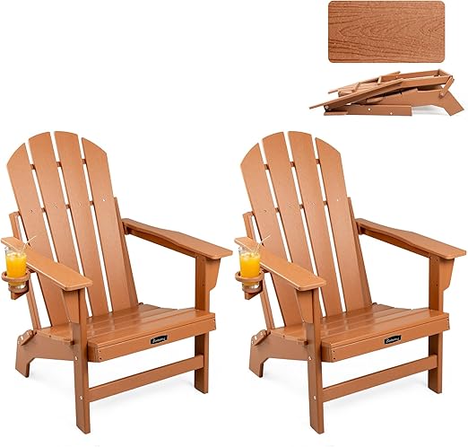Folding Adirondack Chair – HDPE, All-Weather, with Cup Holder