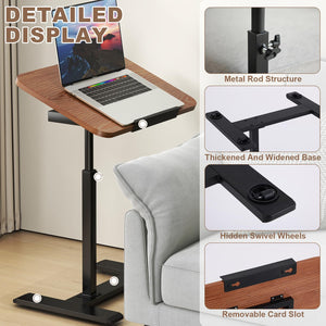 C-Shaped Height-Adjustable Side Table with 360° Rotating Tabletop