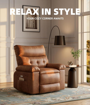 Oversized Recliner Chair with Footrest – 150° Wide Faux Leather Sofa Chair
