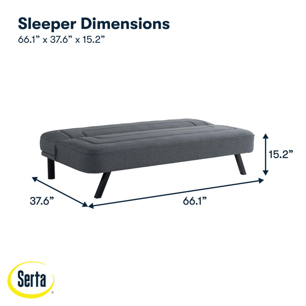 Convertible Futon Sofa – Short Twin Size, Polyester Upholstery, Metal Legs