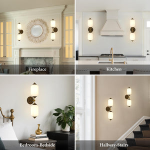 Vintage Milk Glass Bathroom Vanity Wall Sconce – Dimmable, Vertical or Horizontal Mount