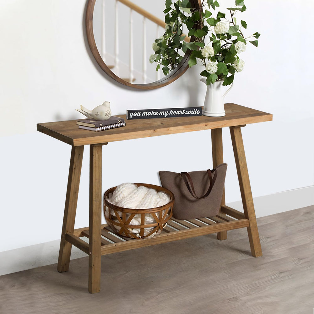 Reclaimed Wood 2-Tier Console Table