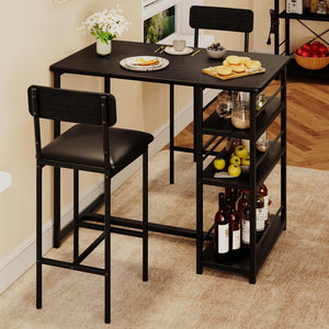 3-Piece Counter Height Dining Table Set with 2 Velvet Bar Stools