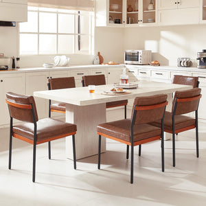 Upholstered Faux Leather Dining Chairs with Metal Legs